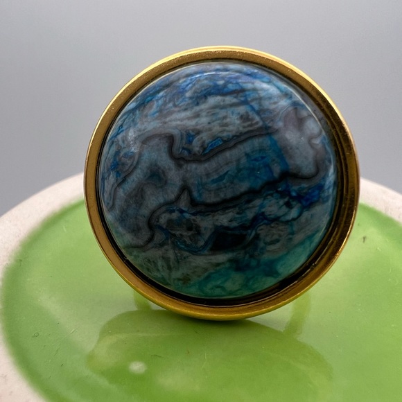 Blue Orchid Stone Statement Rings - Oversized Boho Chic Trendy Rings - Picture 13 of 15